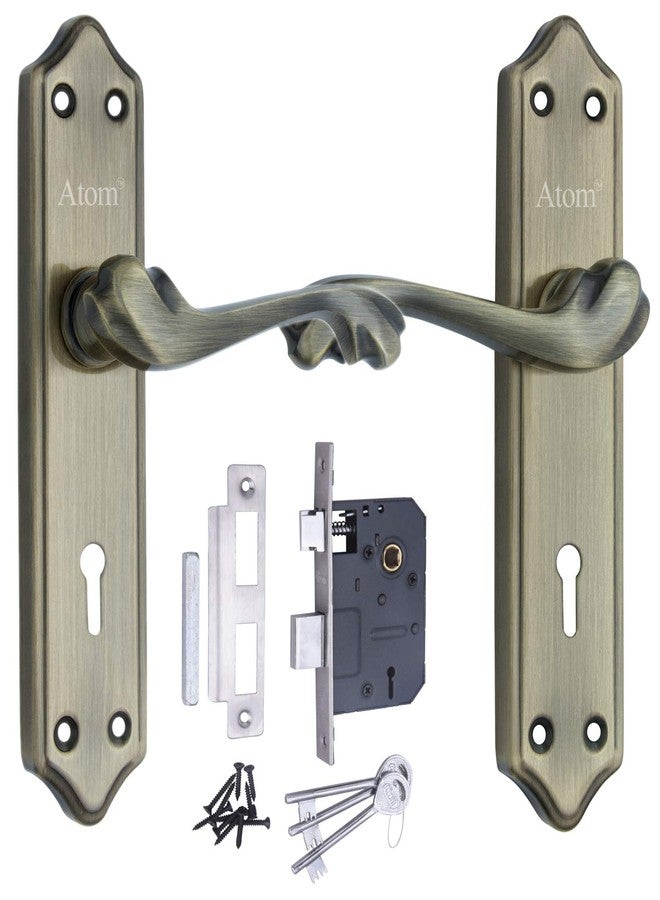 أتوم قفل باب نقر شديد التحمل من Atom لغرفة النوم، غرفة المعيشة، الباب الرئيسي، تشطيب نحاسي عتيق | 3 مفاتيح | طقم قفل مزدوج المراحل بستة أذرع للمنزل والفندق والمكتب (PLUTOKY) - Image 1